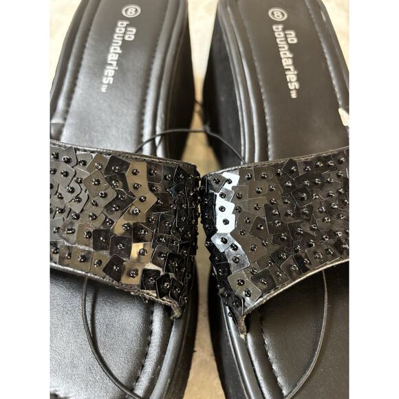 Women’s NOBO No Boundaries Ashton‎ Y2K Platform Sandal Black Size 8 New Slip On - Picture 6 of 9